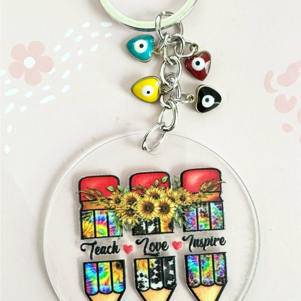 Colorful Heart Charm Keychain